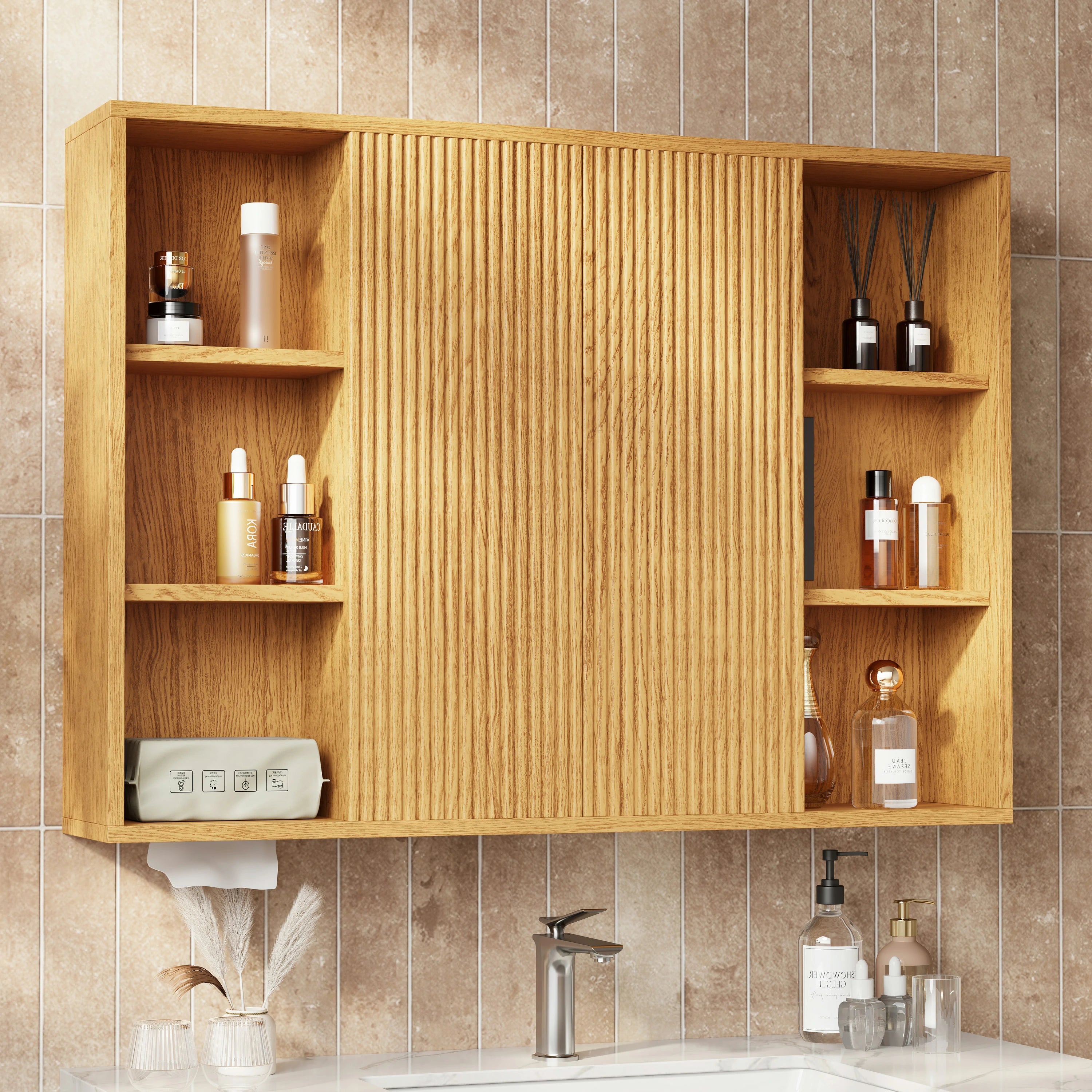 Isla Oak Bathroom Wall Mirror And Vanity Set