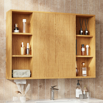 Isla Oak Bathroom Wall Mirror And Vanity Set