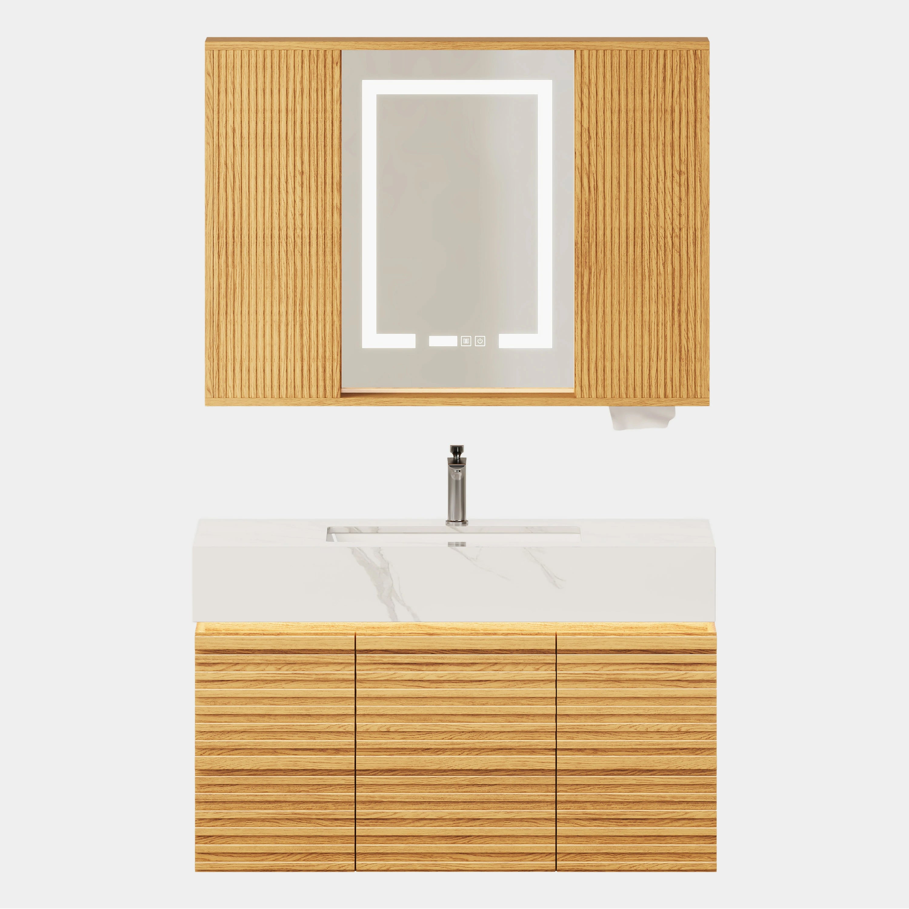 Isla Oak Bathroom Wall Mirror And Vanity Set