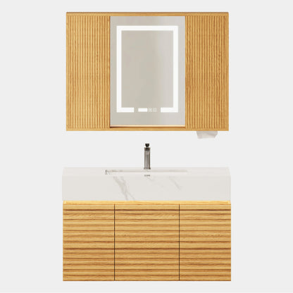 Isla Oak Bathroom Wall Mirror And Vanity Set