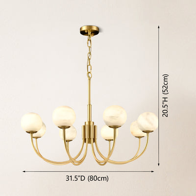 Modern Alabaster Round Art Chandelier 31.5"D#Finish_Gold