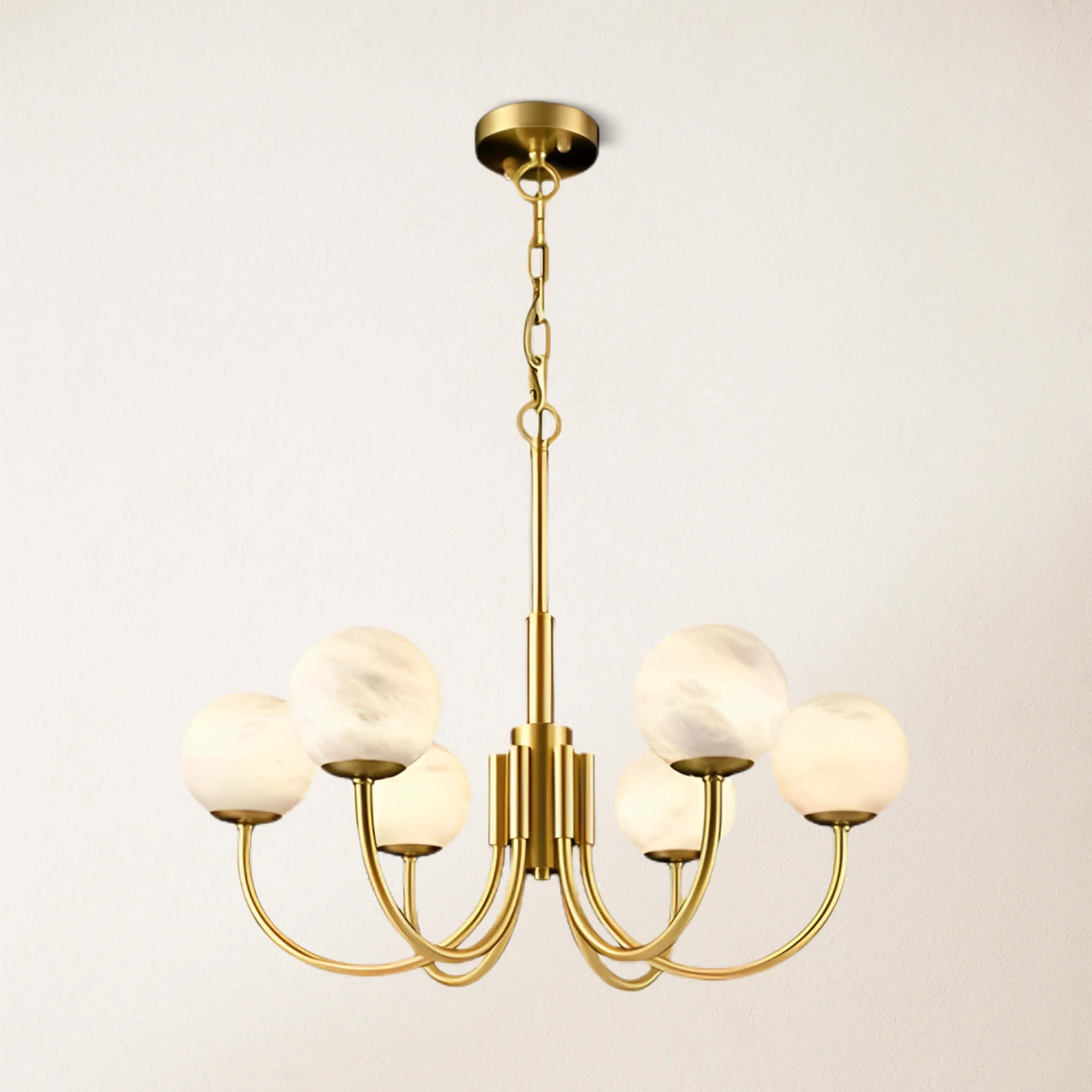 Modern Alabaster Round Art Chandelier 25.6"D#Finish_Gold