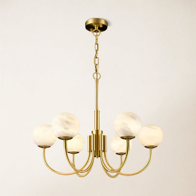 Modern Alabaster Round Art Chandelier 25.6"D#Finish_Gold