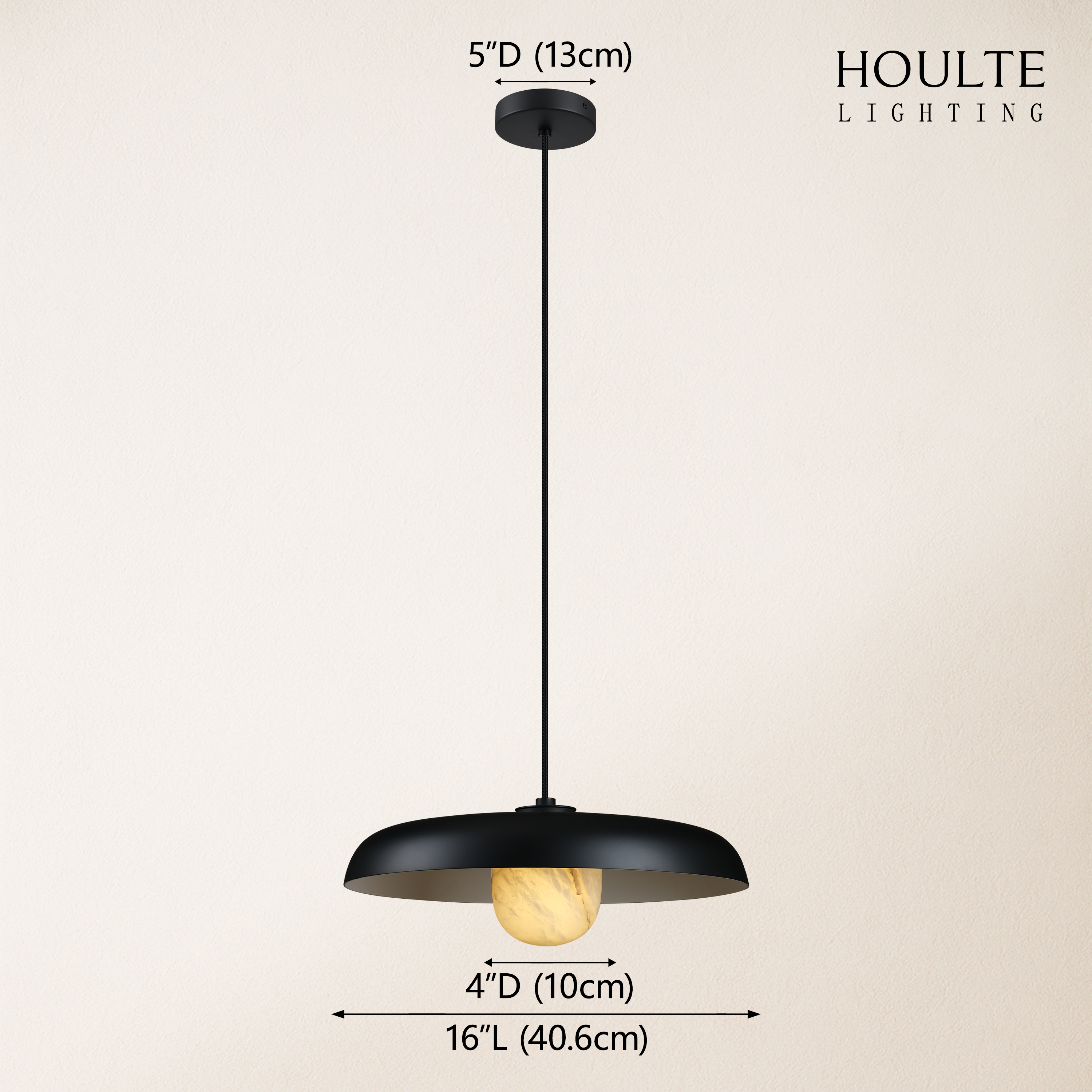 Minera Light Alabaster Industrial Pendant Light 16"D