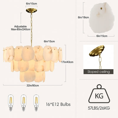 Moira Alabaster Multi-Tier Round Chandelier 32"D