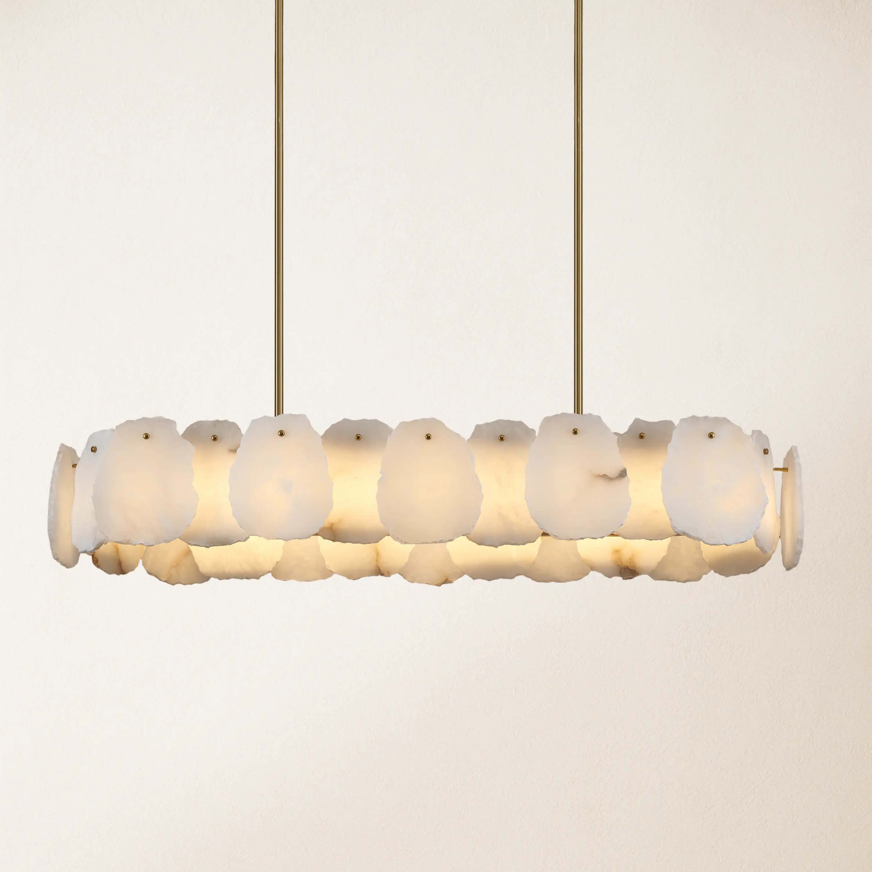 Moira Alabaster Oval Chandelier 43"W#Finish_Gold