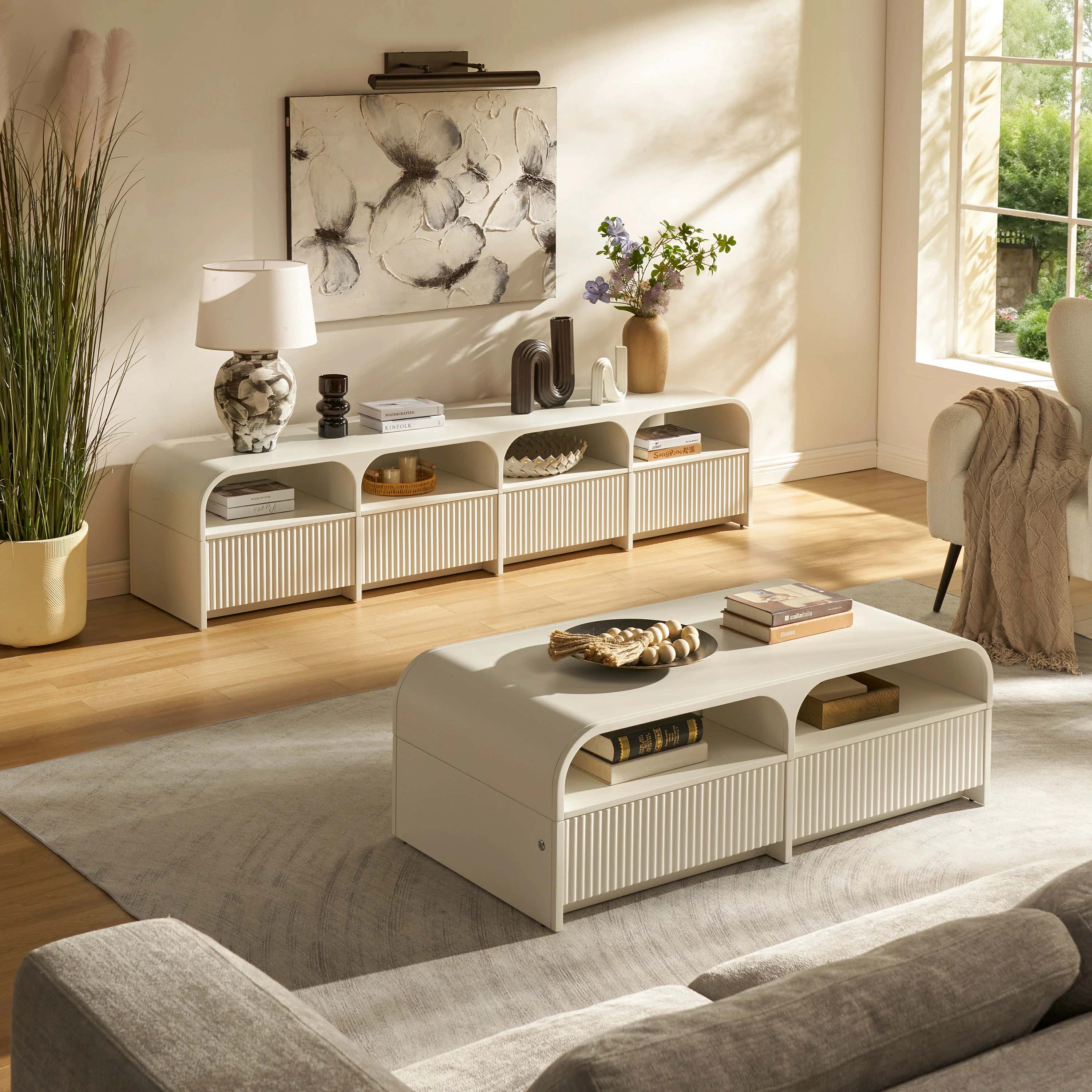 Naru Media Console and Coffee Table Set