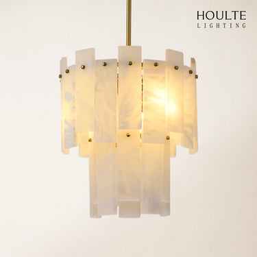 Nivislight Alabaster 2-Tier Round Pendant 13"