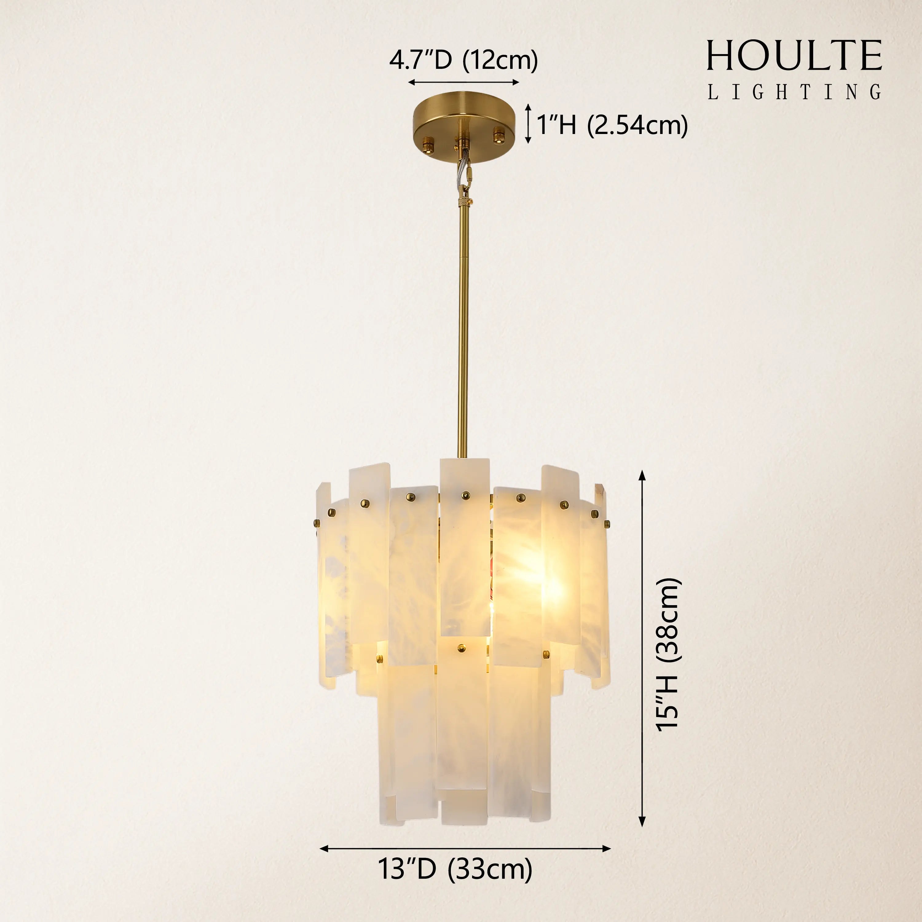 Nivislight Alabaster 2-Tier Round Pendant 13"