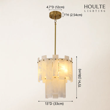 Nivislight Alabaster 2-Tier Round Pendant 13"