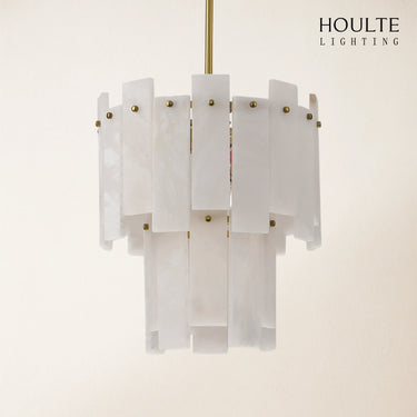 Nivislight Alabaster 2-Tier Round Pendant 13"