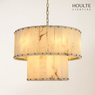 Nivislight Alabaster 2-Tier Round Chandelier 24"