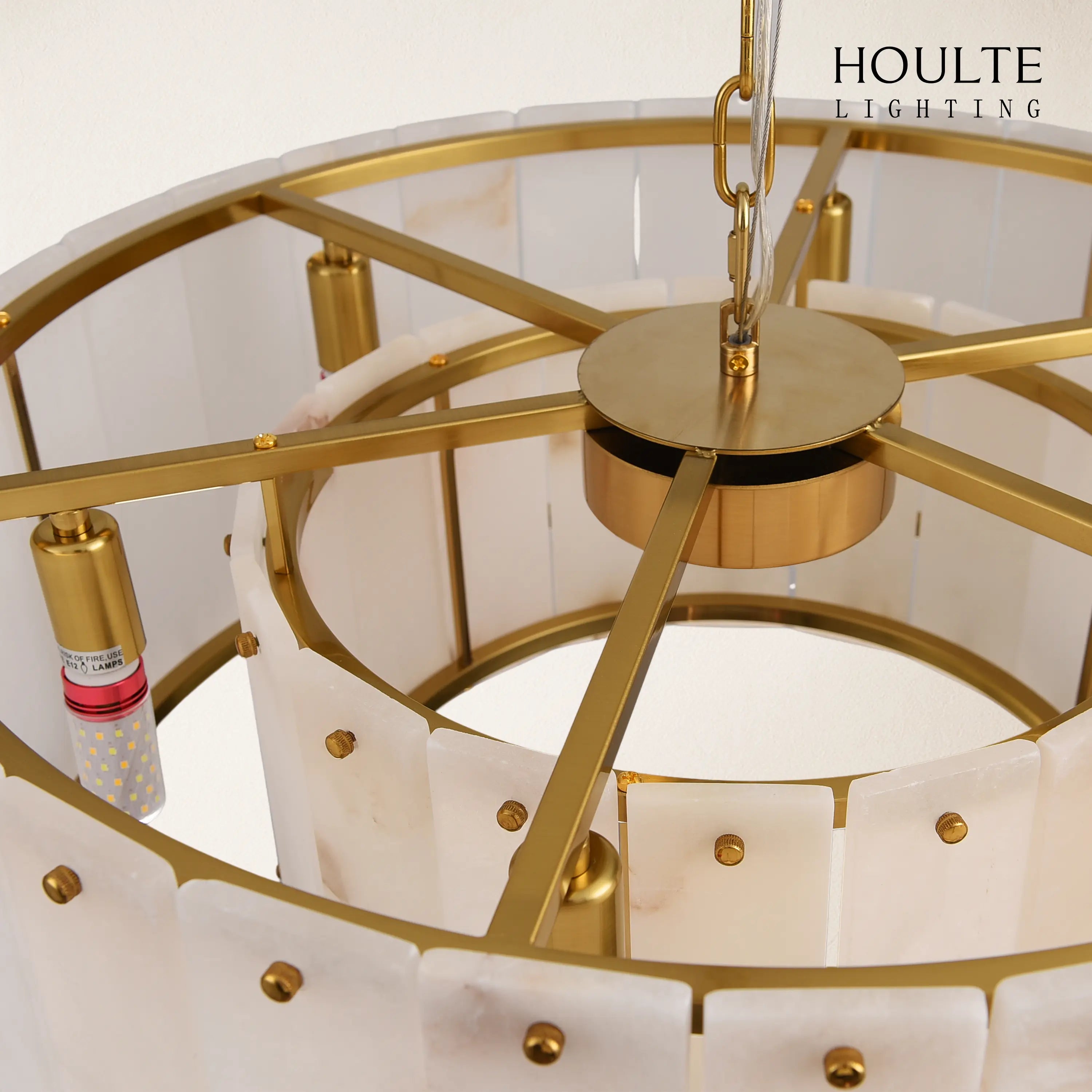Nivislight Alabaster 2-Tier Round Chandelier 24"