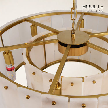 Nivislight Alabaster 2-Tier Round Chandelier 24"