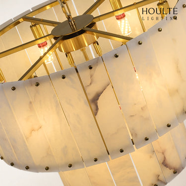 Nivislight Alabaster 2-Tier Round Chandelier 24"