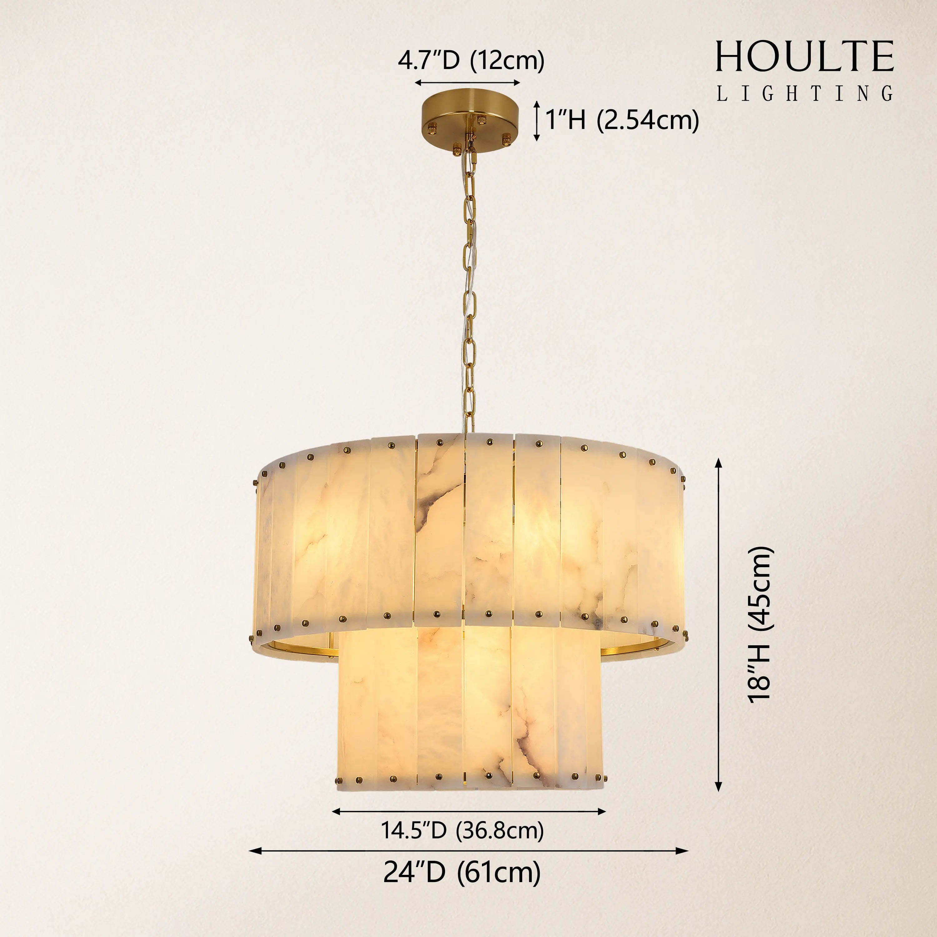 Nivislight Alabaster 2-Tier Round Chandelier 24"