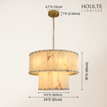 Nivislight Alabaster 2-Tier Round Chandelier 24"