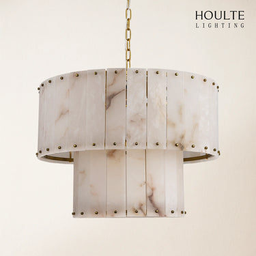 Nivislight Alabaster 2-Tier Round Chandelier 24"
