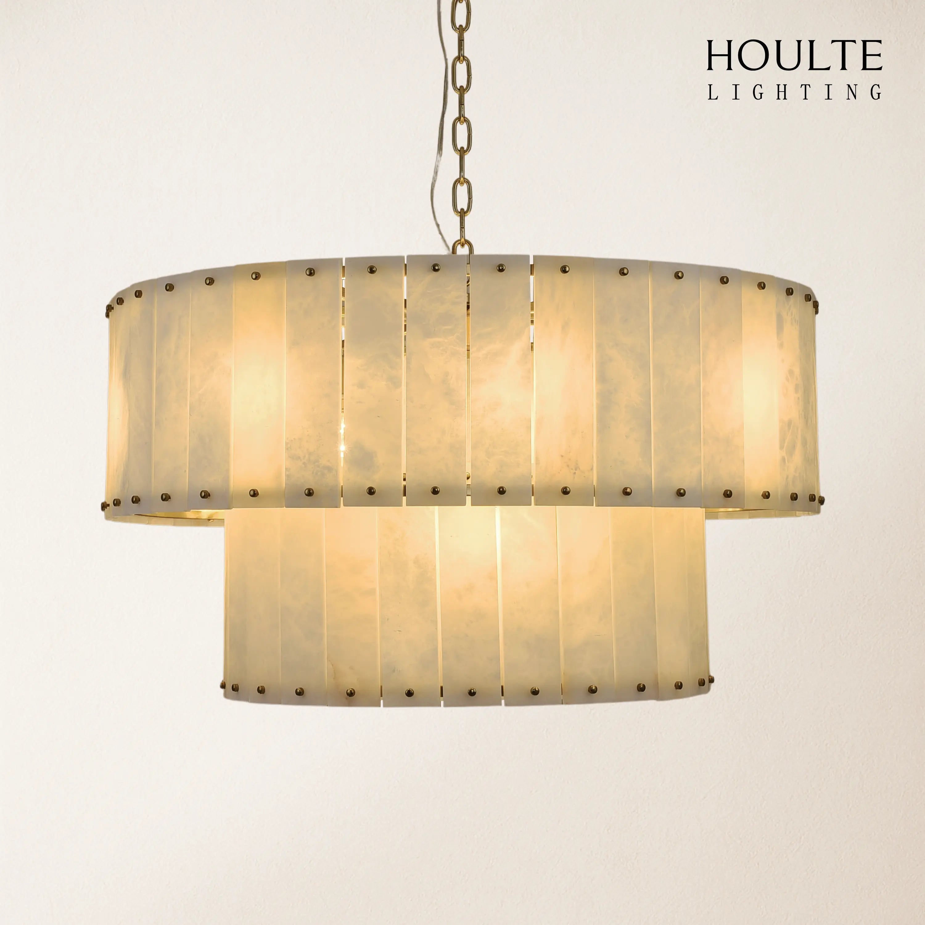 Nivislight Alabaster 2-Tier Round Chandelier 32"