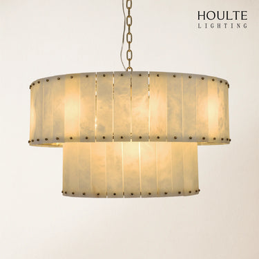 Nivislight Alabaster 2-Tier Round Chandelier 32"