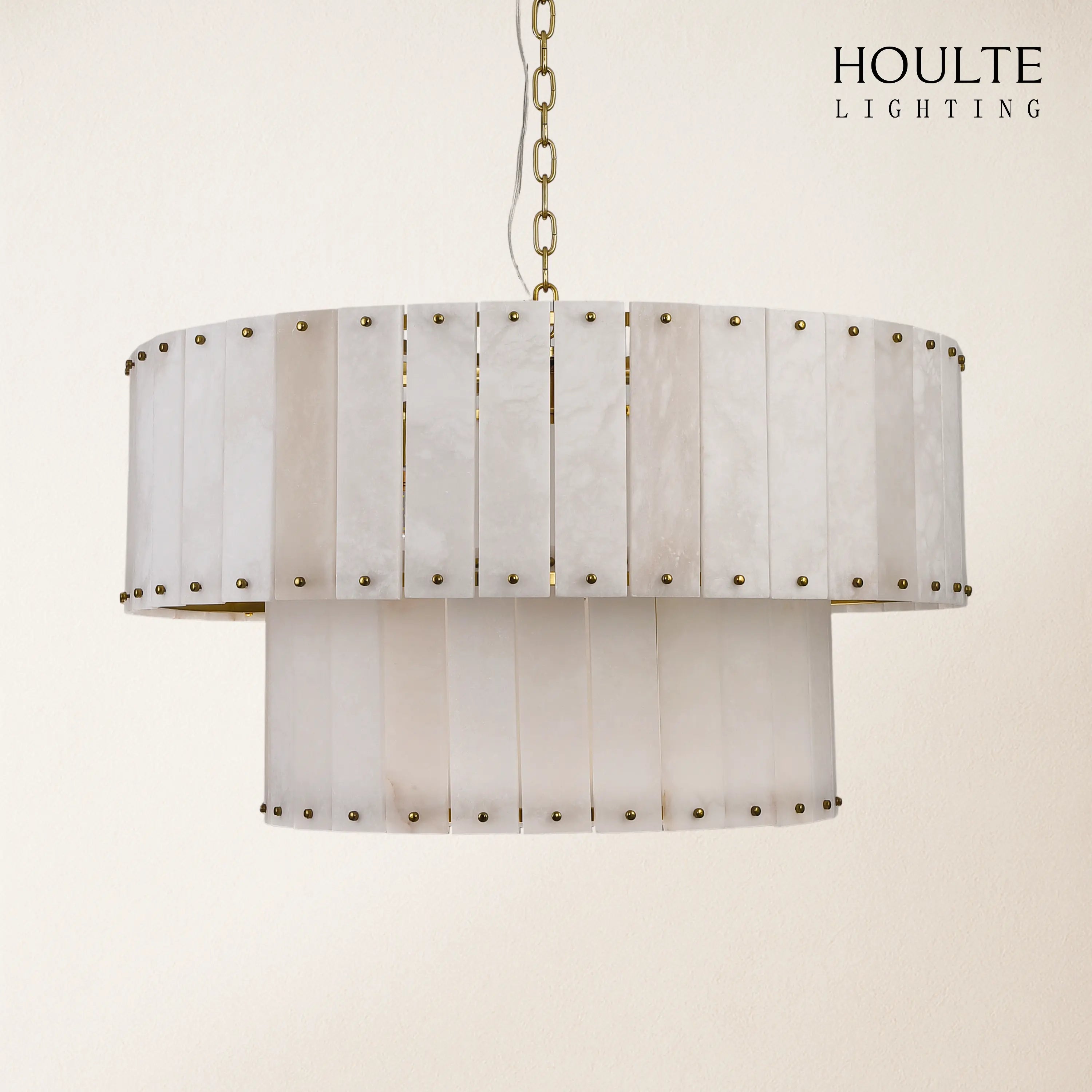 Nivislight Alabaster 2-Tier Round Chandelier 32"