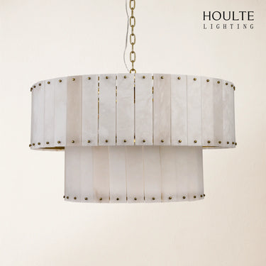 Nivislight Alabaster 2-Tier Round Chandelier 32"