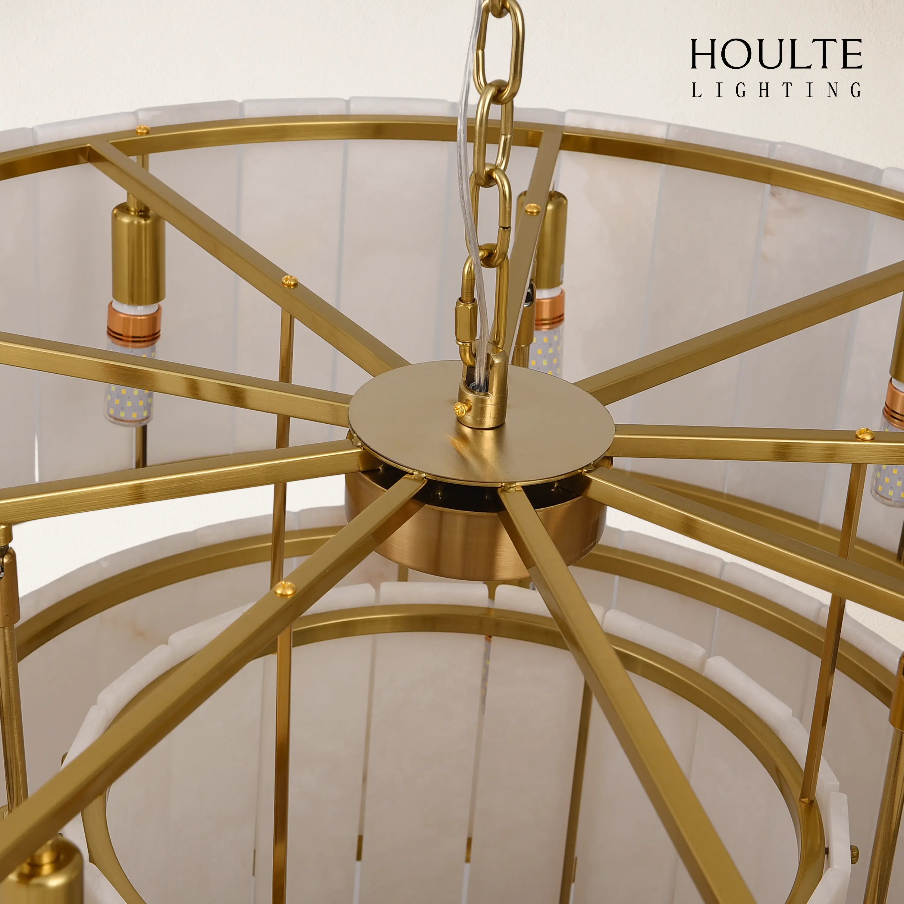 Nivislight Alabaster 2-Tier Round Chandelier 32"