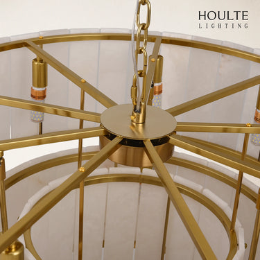 Nivislight Alabaster 2-Tier Round Chandelier 32"