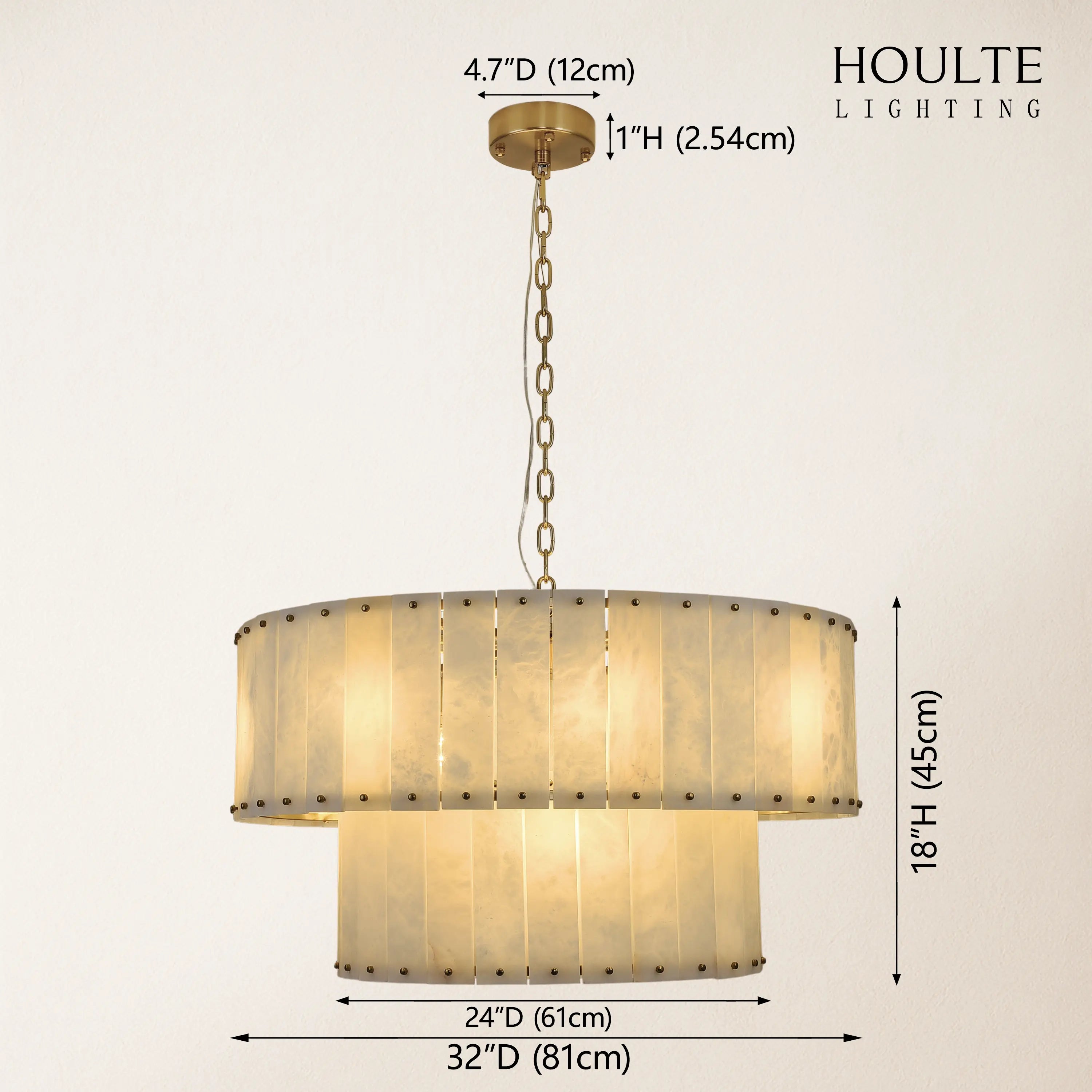 Nivislight Alabaster 2-Tier Round Chandelier 32"