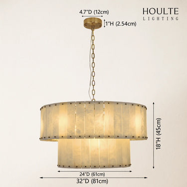 Nivislight Alabaster 2-Tier Round Chandelier 32"