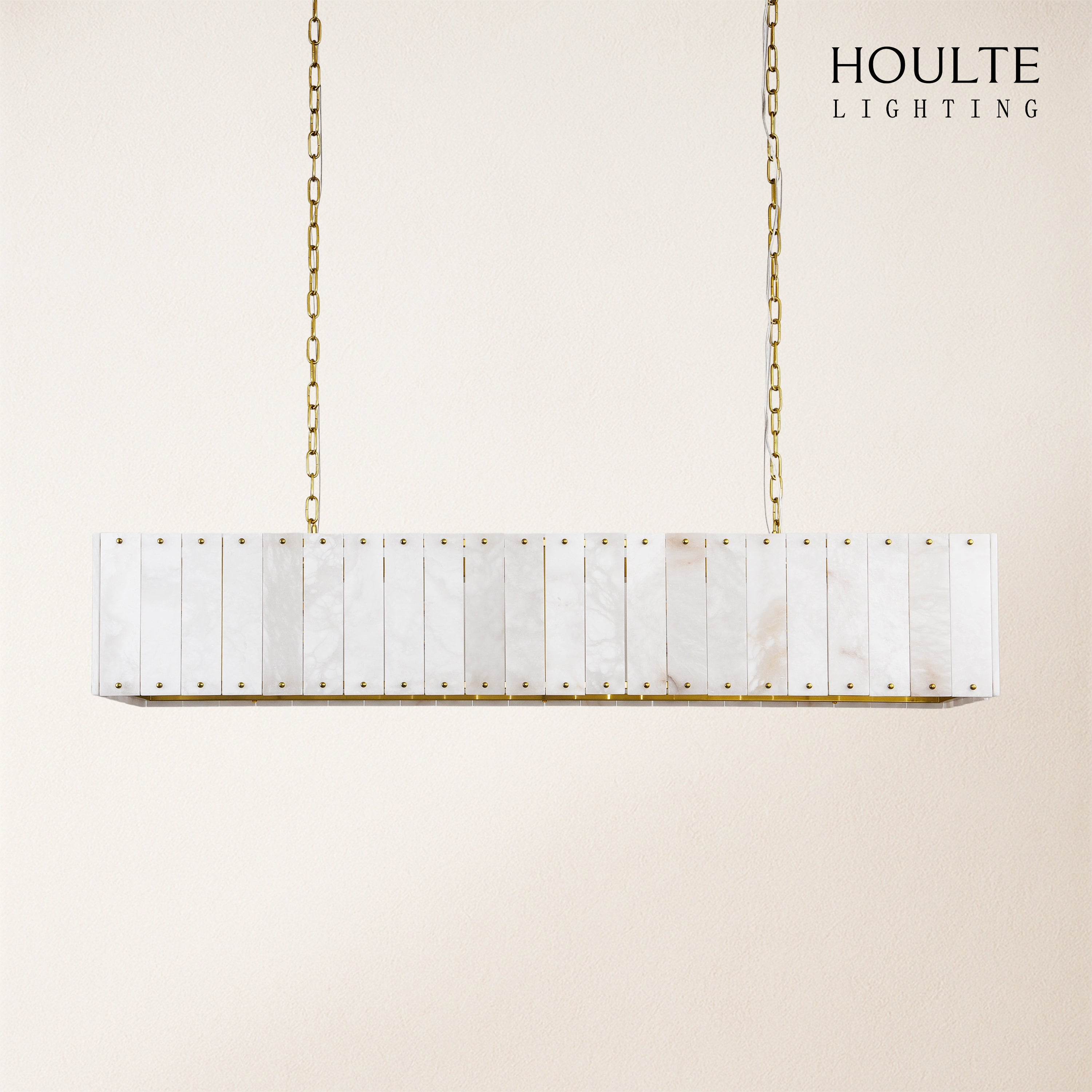 Nivislight Alabaster Rectangular Chandelier 55"