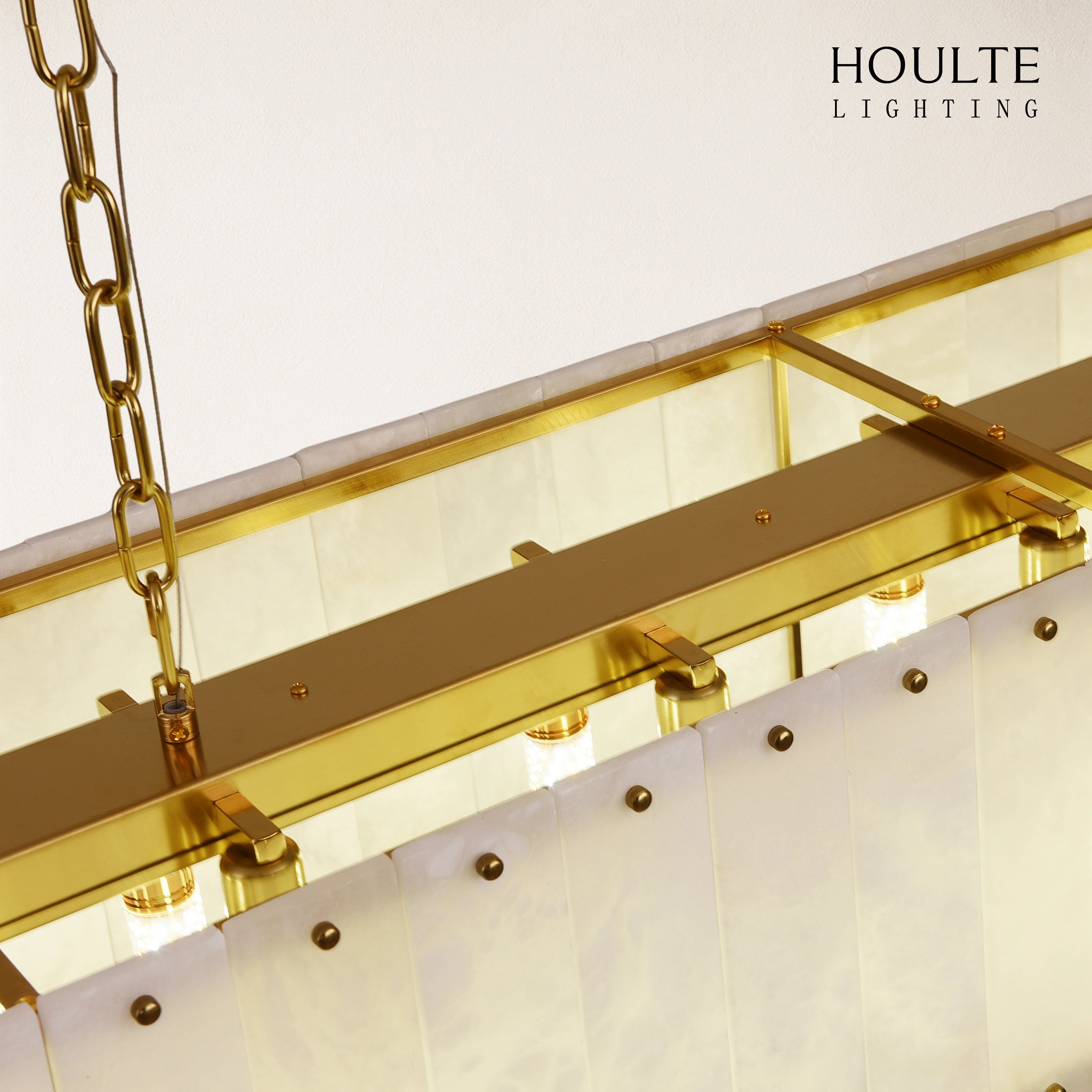 Nivislight Alabaster Rectangular Chandelier 55"