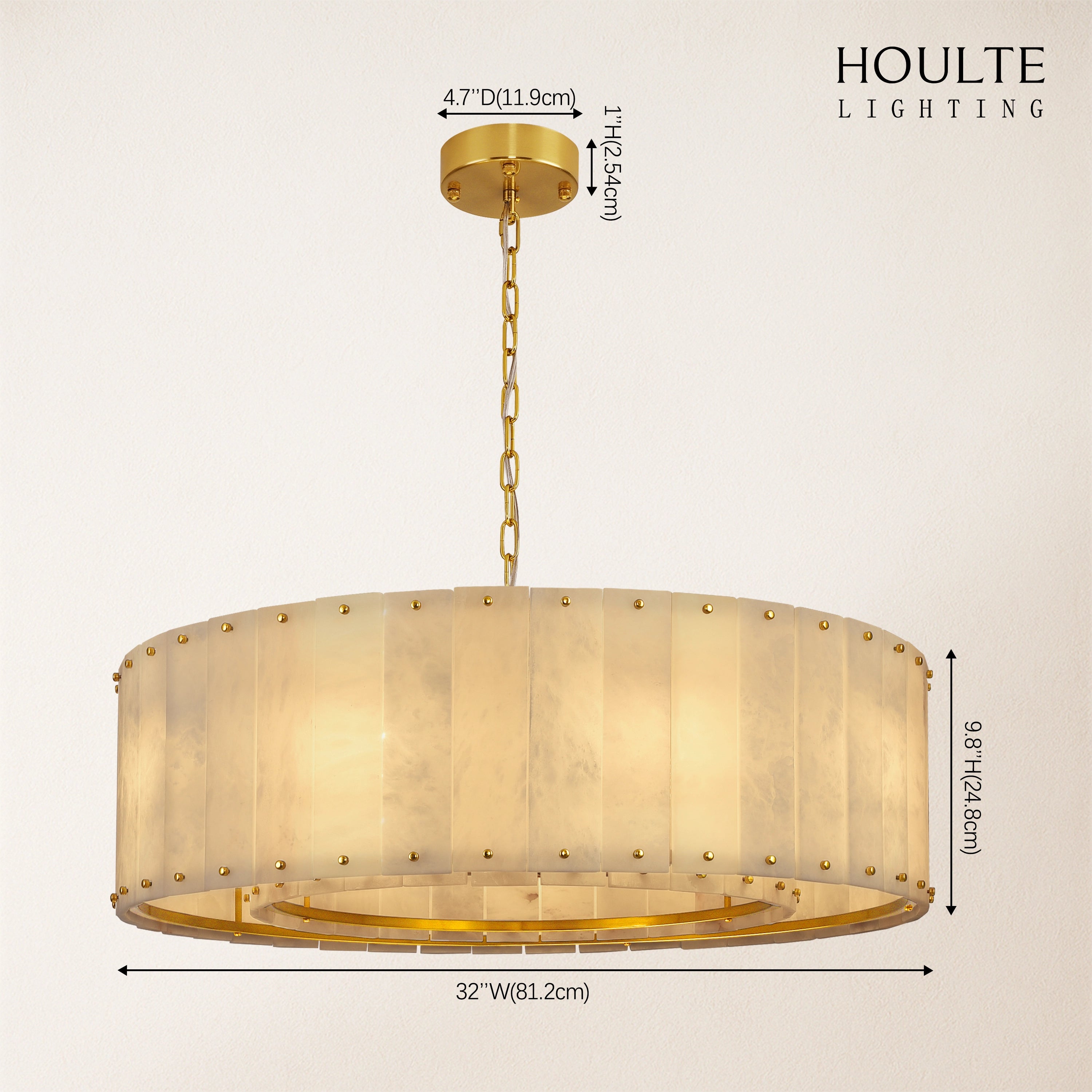 Nivislight Alabaster Round Chandelier 32"
