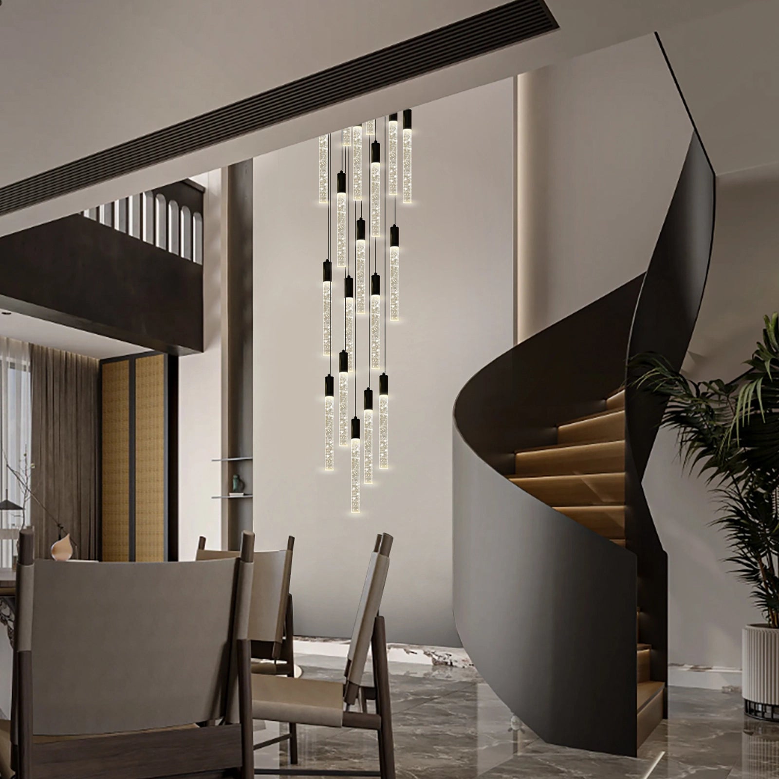 Nova Cascade Modern LED High Ceiling Chandelier 24"D