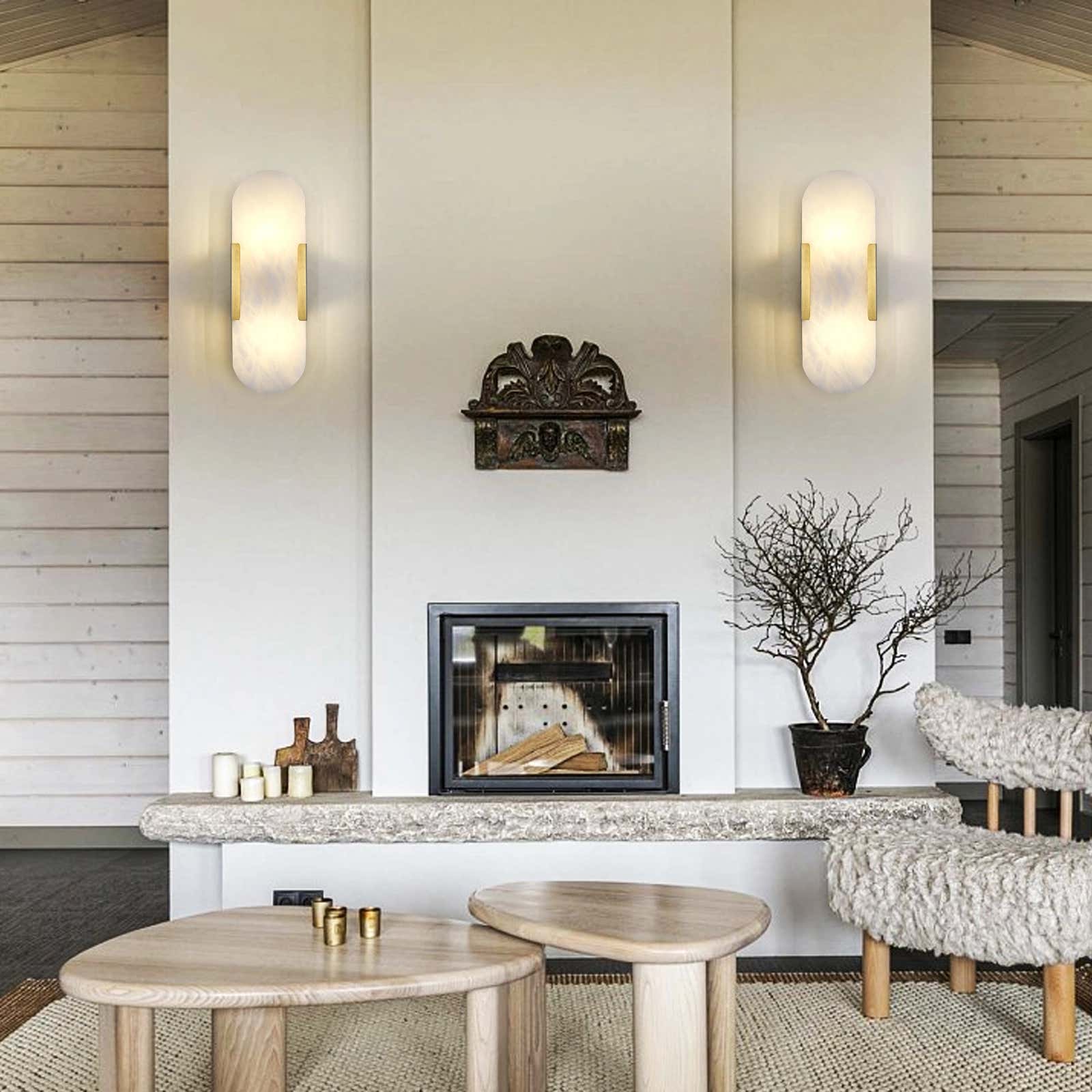 OpalEdge Alabaster Oval Wall Sconce 14"H#Finish_Gold