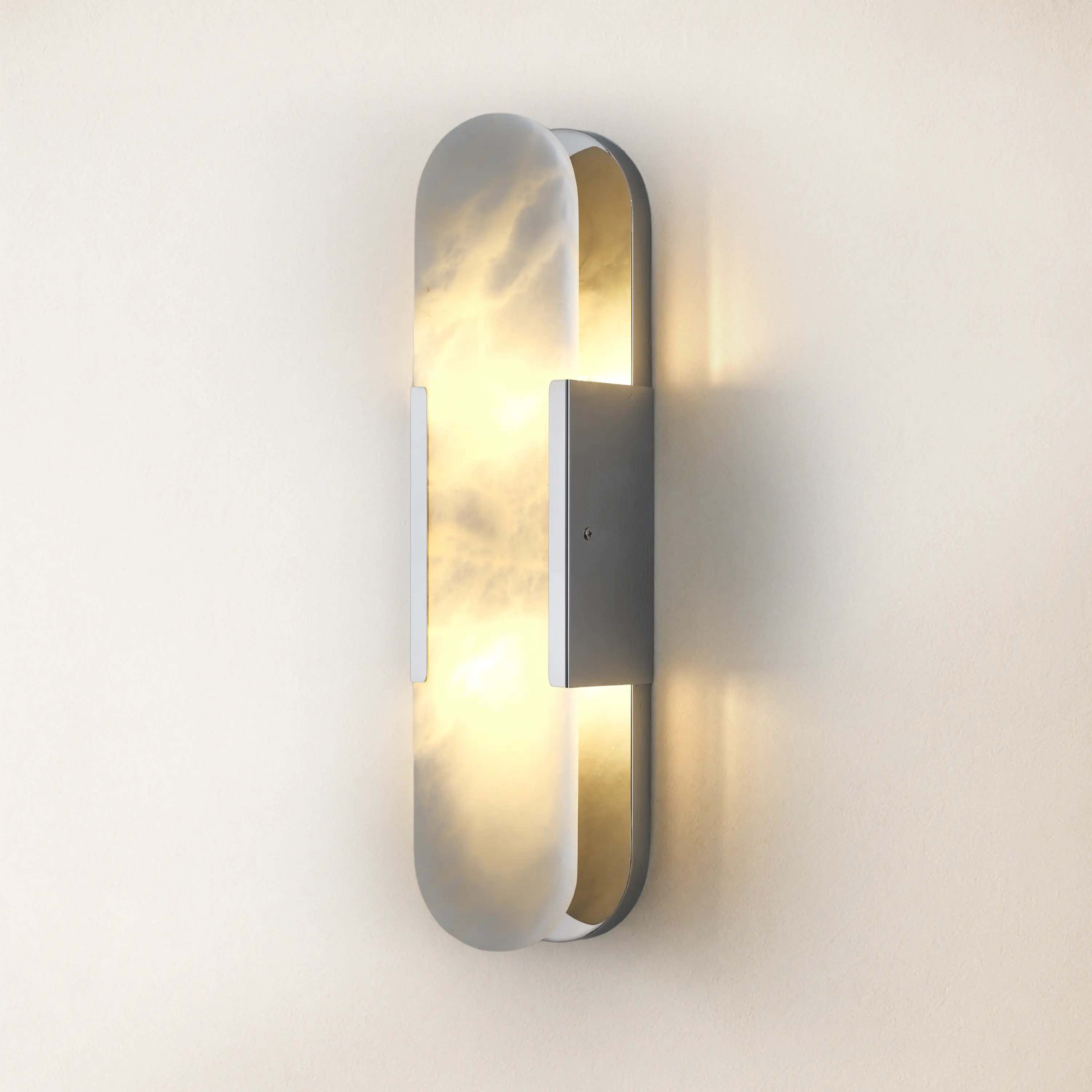 OpalEdge Alabaster Oval Wall Sconce 20"H#Finish_Silver