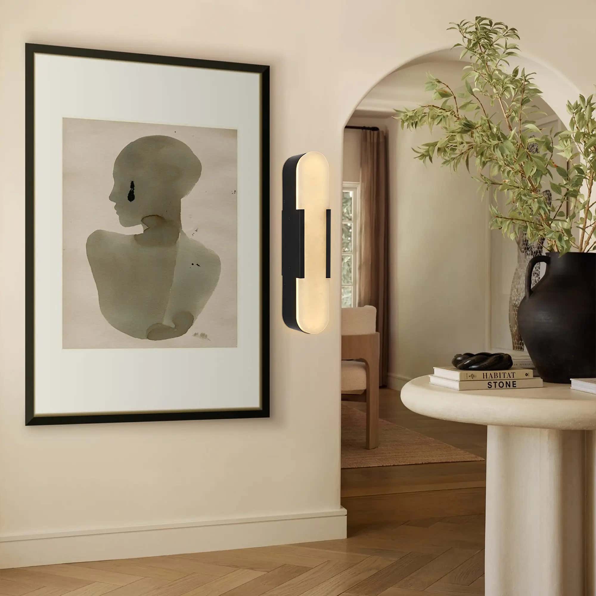 OpalEdge Alabaster Wall Sconce 20"H#Finish_Black