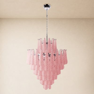 Veloria Murano Glass Leaf Tiered Chandelier 32"D