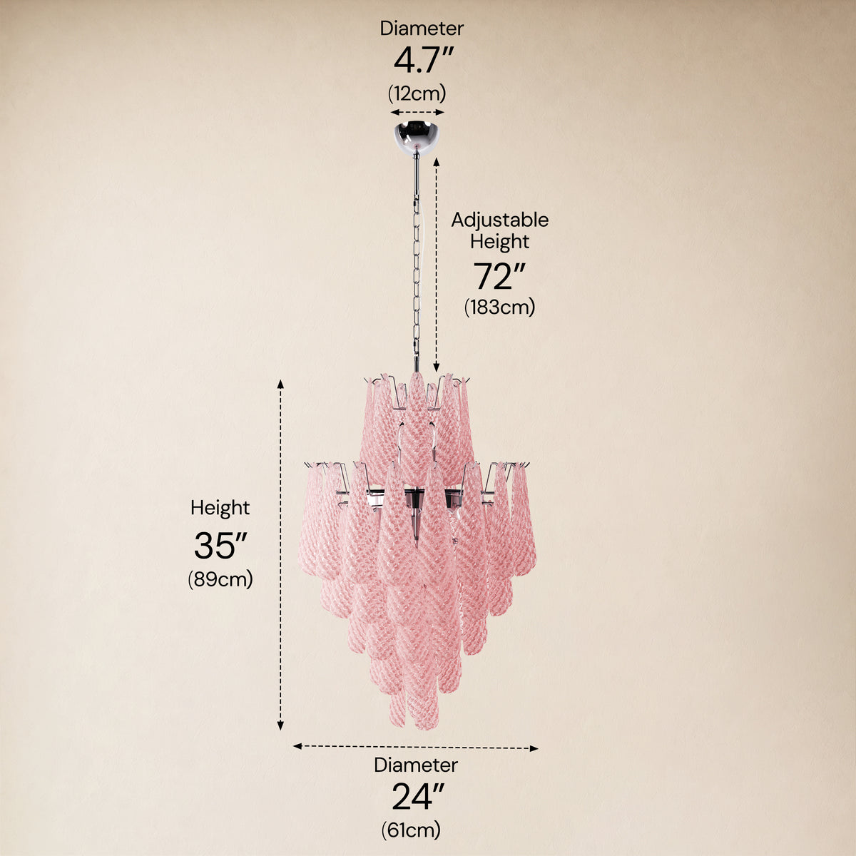 Veloria Murano Glass Leaf Tiered Chandelier 24"D