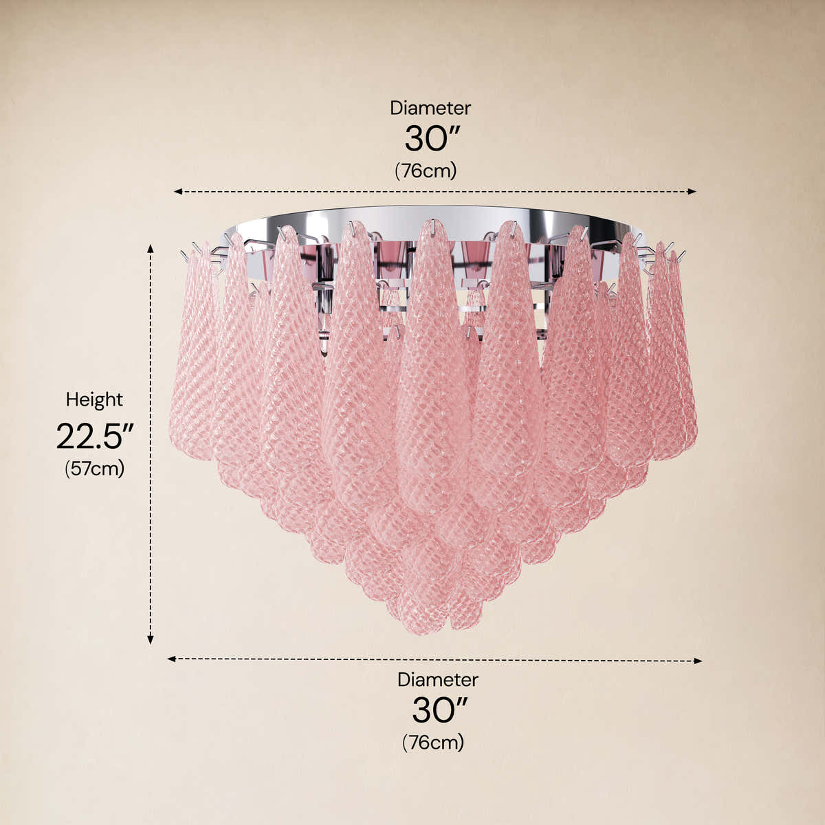 #Glass_Pink,Finish_Silver,Size_30" dimensions 6