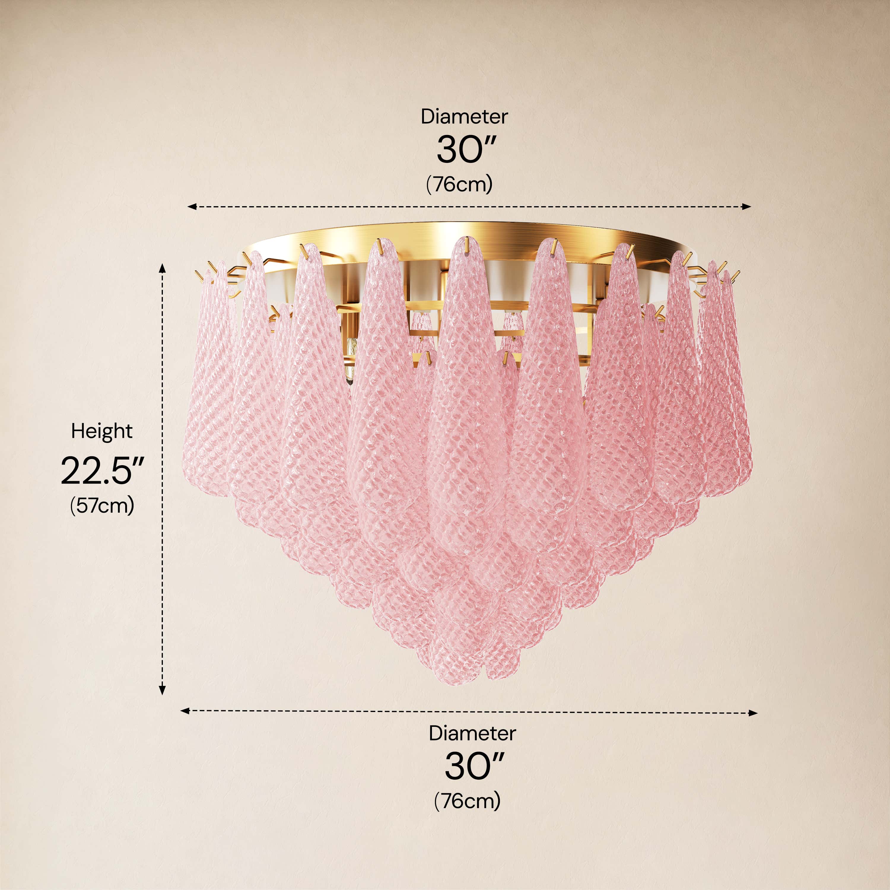#Glass_Pink,Finish_Gold,Size_30" dimensions 5