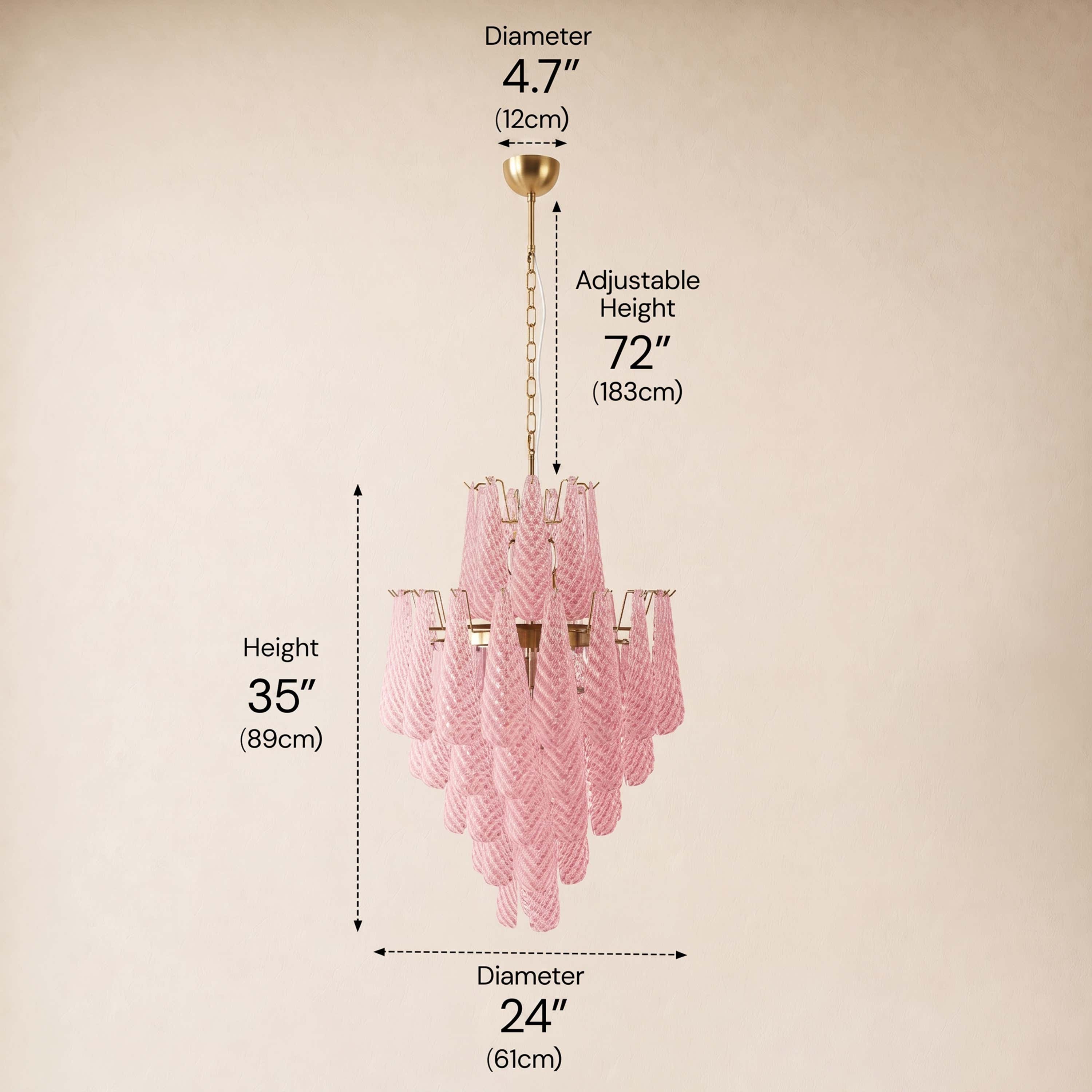 #Glass_Pink,Finish_Gold,Size_24" dimensions 6
