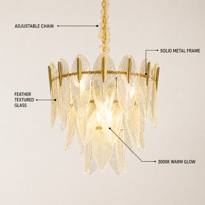 Marilyn Glass Feathers Round Chandelier