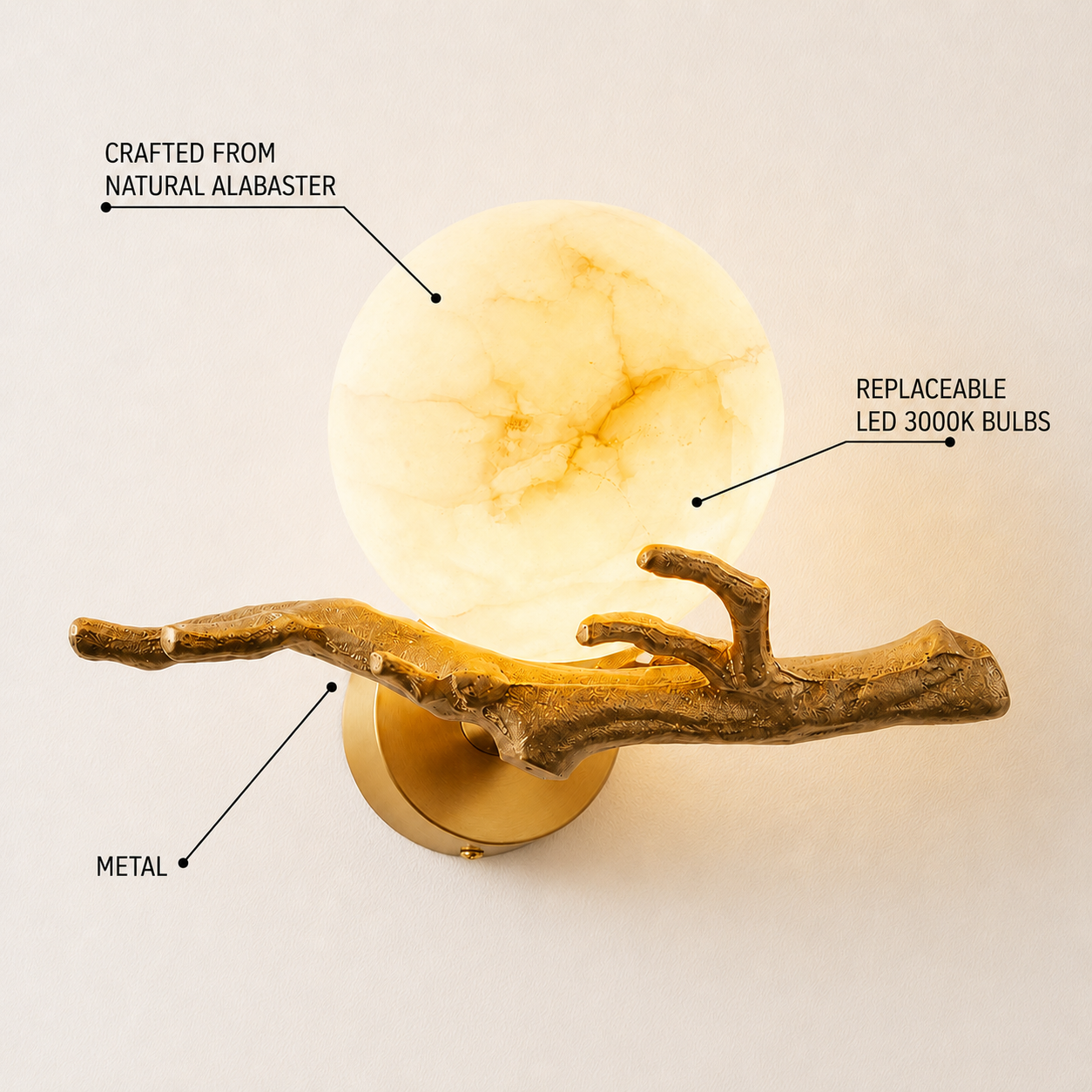ArborLith Alabaster Round Wall Sconce