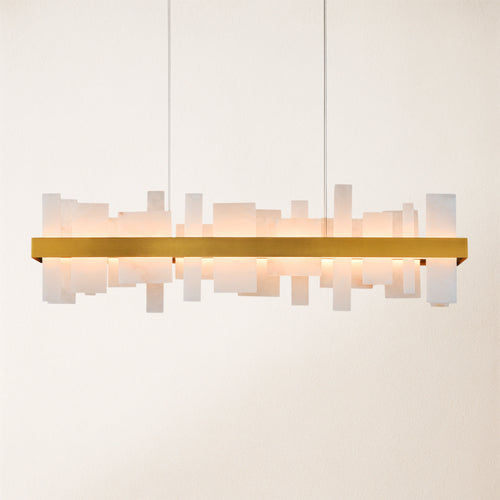 Nocturne Alabaster Rectangular Chandelier 48"