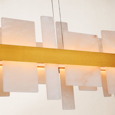 Nocturne Alabaster Rectangular Chandelier 48"