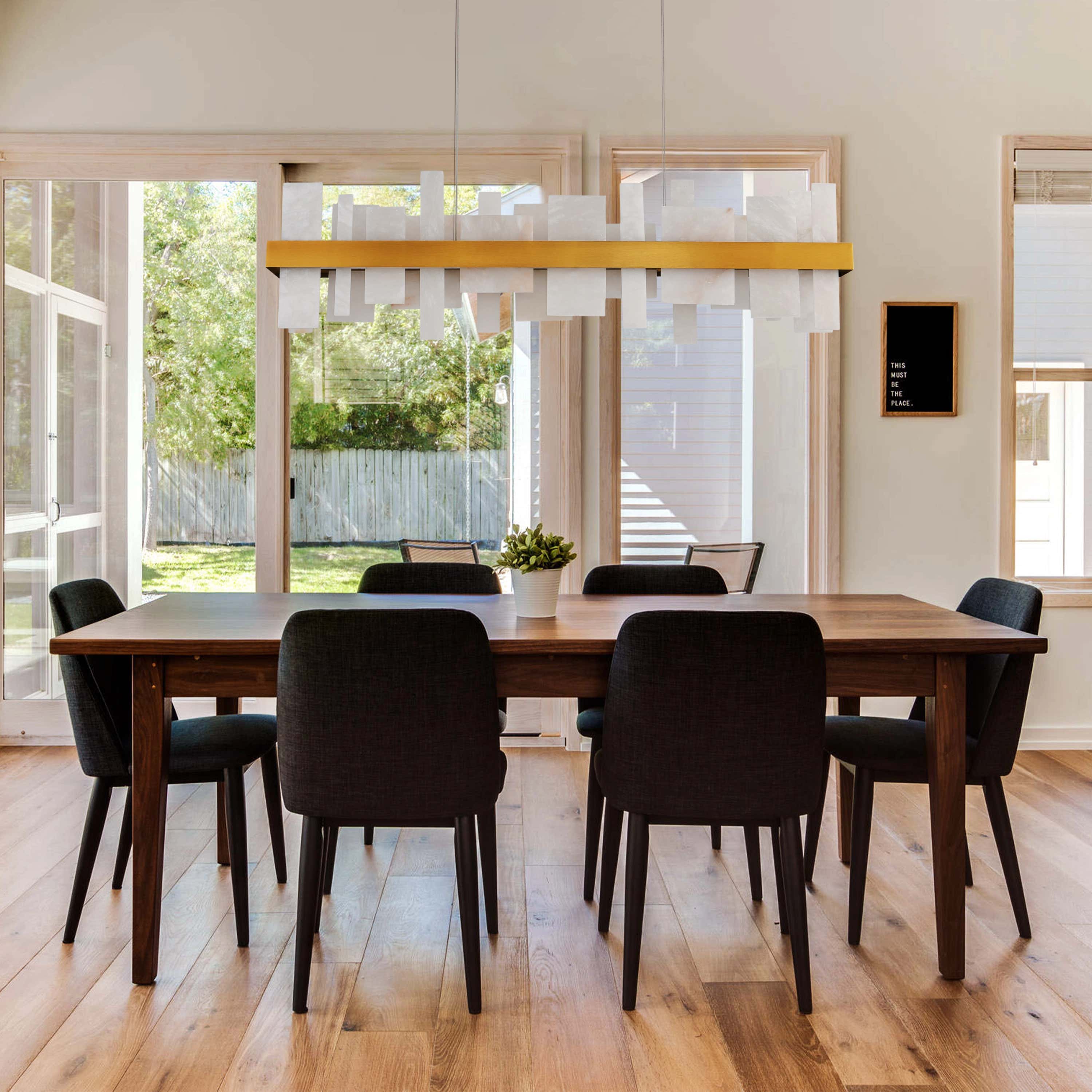 Nocturne Alabaster Rectangular Chandelier 48"#Finish_Gold