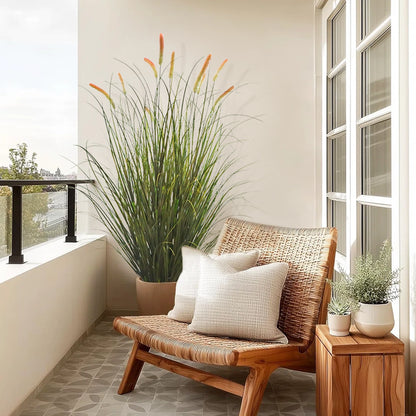 Artificial 10-Head Long Cat Tail with Curved Onion Grass Bonsai 67"H