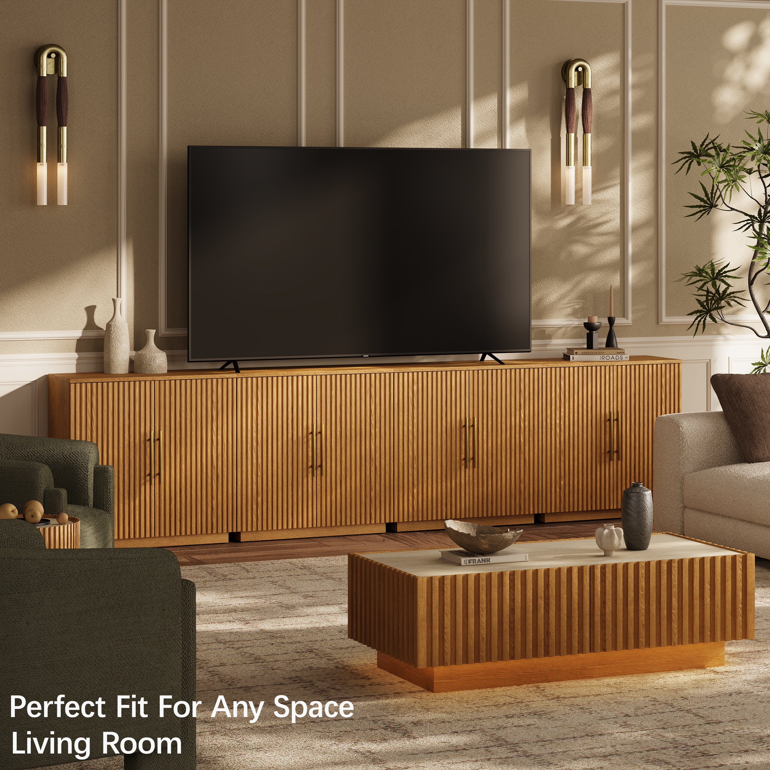 Holt 126″ Oak Media Console(Set of 4)