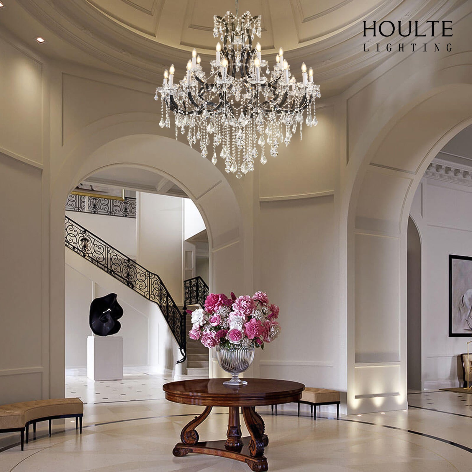 Roco Crystal Classical Round Chandelier 48"D